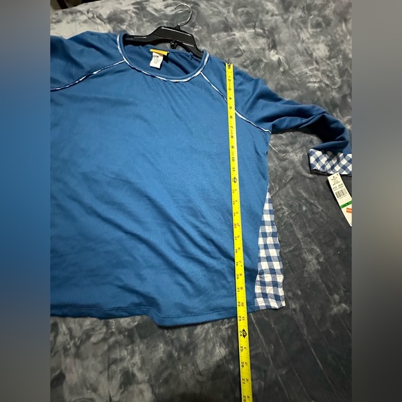 NWT Ruby Rd. Womens blue and plaid top size PL petite - Picture 5 of 7